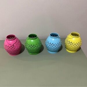 Set of 4 Colorful 5 in Small Metal Candle Lanterns